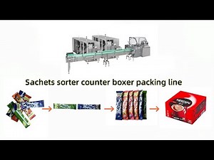 Stick bags sorter counter box packing machinery | stick sachets boxing line