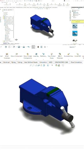 Assembly Vise result #solidworks #designengineer #engineering