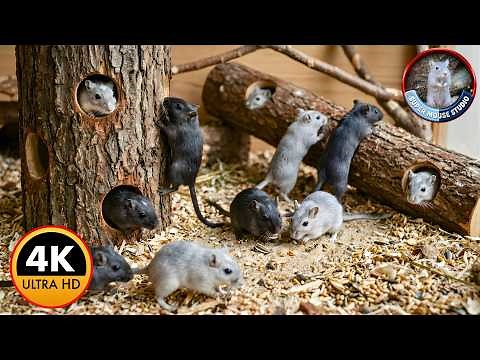 Cat TV Mouse Hunt –Video for Cats | Real Mice Running & Hiding in Maze | 4 Hours of (4K 60FPS)