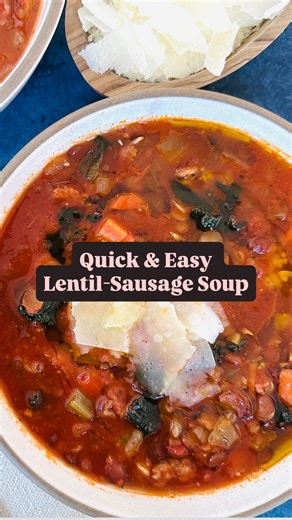 Pamela Salzman on Instagram: "This is the soup I make when I want something cozy, nourishing, and that feeds me all week. Sausage + lentils + kale simmered together until rich and deeply flavorful. Minimal prep. One pot. 100% satisfying. It freezes beautifully and tastes even better the next day. Recipe is in the caption or comment RECIPE and I’ll DM it to you OR grab it here: https://pamelasalzman.com/sausage-lentil-soup/ Lentil Soup with Kale Serves 6 Prep 15 min | Cook 45 min Ingredients 3 Tb