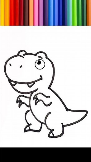 🌈 Desenhar, pintar e colorir um dinossauro para crianças.⭐#202