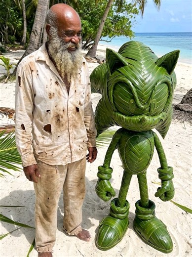 Handmade Palm Leaf Sonic Sculpture