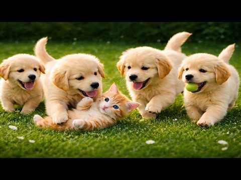 🌸🐶 Lovely Colorful Puppies Playing on Green Grass | Funny Dog Video | Cute Puppy Moments