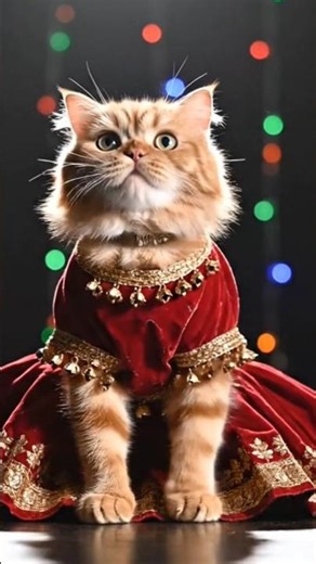 Cutest cat in traditional attire… just look at her! 😍🐱 #shorts #cute #fypシ