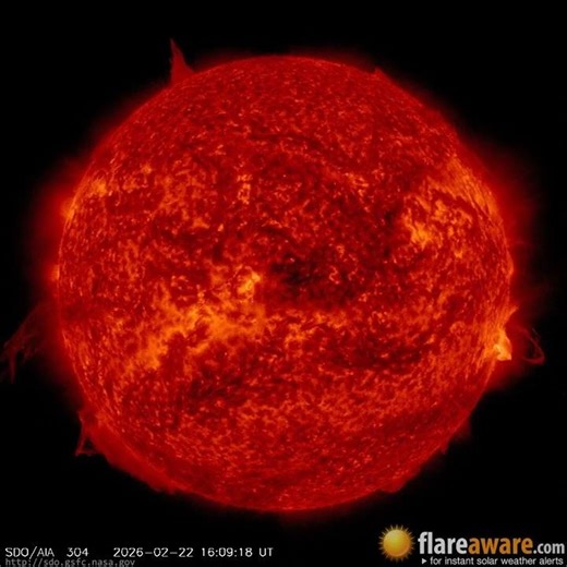 22 Feb - 23 Feb: 24 Hour Solar Activity (Earth Facing; Solar Storm, Sunspot, Solar Flare, CME)