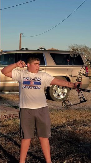 sighting in his new Mission Switch (Mathews) 65 lb