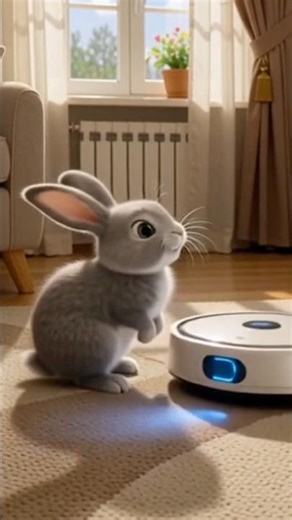 🐰🤖 The Hop and the Whirl | A Bunny Meets a Robot Vacuum 💛