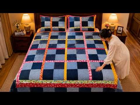 Upcycle Old Jeans | Turn Old Jeans Into Beautiful Quilt | Easy And Fast Quilt