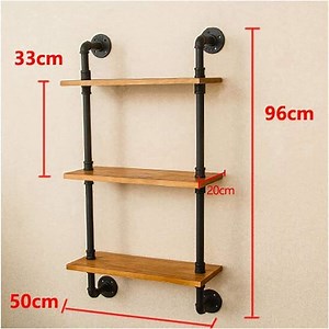 [Hot Item] Pipe Shelves Display 2 3 Tiered Layer Ladder Black Rustic Iron DIY Brackets Wood Floating Wall Mount Industrial Pipe Shelf