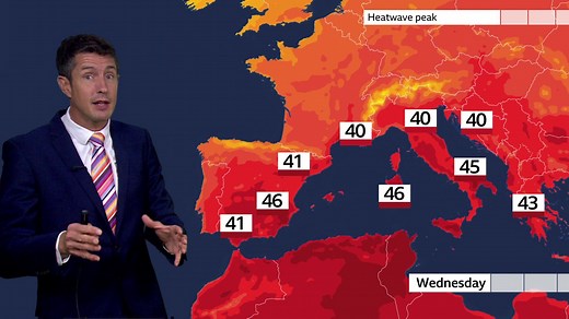 How hot will it get in southern Europe heatwave today?