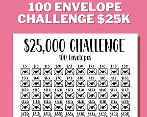 25K 100 Envelope Challenge Printable, 25,000 Saving Tracker, 25K Challenge, Savings Goal, Money Challenge, A4, US Letter, Instant Download - Etsy