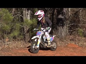 9-year-olds dirt bike practice with dad! Motorbikes are fun!