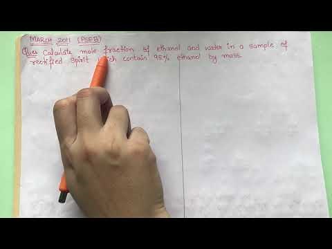Calculate mole fraction of ethanol and water in a sample of rectified spirit contains 95% ethanol