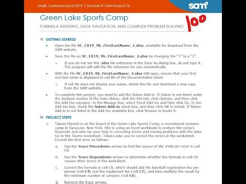 Shelly Cashman Excel 2019 | Module 9: SAM Project 1b