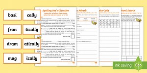 Spelling Activity Booklet: Creating Adverbs Using the Suffix -ly with Words Ending in 'ic' or 'al' (Ages 7 - 9)