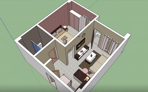 Sketchup 室内设计 (公寓） 建模 教程
