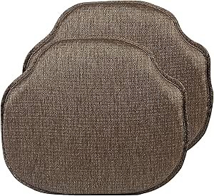 Klear Vu Gripper Omega Non-Slip Windsor Chair Cushions with Skid-Proof Seat Pad for Dining Room, Kitchen, and Office Use, 16x15 Inches, 2 Count (Pack of 1), Chestnut