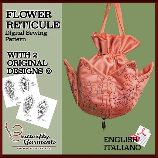 ESTELLE Flower Reticule PDF Pattern | Victorian 1876 Bag Tutorial | Instant Download | Historical Sewing - Etsy