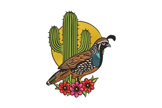 Cactus Quail Embroidery Design, Cactus Quail Machine Embroidery, 4 Sizes, Instant Download - Etsy