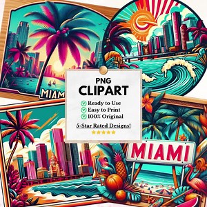 Miami Clipart, Miami Florida, Palm Tree Png, Florida Vacation, City Silhouette, USA Flag Clipart, Vacation Graphics, American Symbol - Etsy