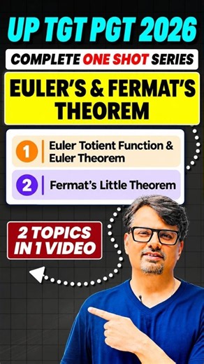 UP TGT & PGT | Euler's & Fermat's Theorem | Complete One Shot Series