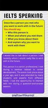 IELTS Speaking Part 2 : Describe a Person you met who you want to work with in the future. #shorts