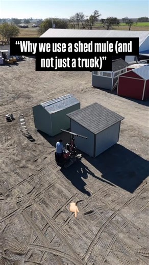 The mule reduces ground impact, protects the building, and gives us full control during placement. Whether it’s a small single-slope or a 40ft cabin shell, this tool keeps your shed safe from start to finish. It’s just one more way we make the buying process straightforward and stress-free. Want to explore floor plans or colors? Comment “website.” #portablebuildings #sheds #shedcompany #storagesheds # | Eagle Ridge Barn Builders LLC
