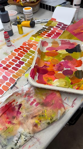 Swatching, mixing, and testing color palettes for next years BB Bash 🩷 I’m loving these colors right now 😍 what colors have you inspired right now?? | BB Henry Art