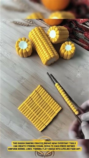 Shaping Dough into Corn Pattern using Chopstick Technique - Good Tools and Machinery in Daily Work