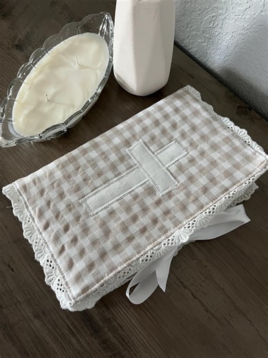 Quilted Gingham Bible Cover, Cross Appliqué, Custom Sizing - Etsy