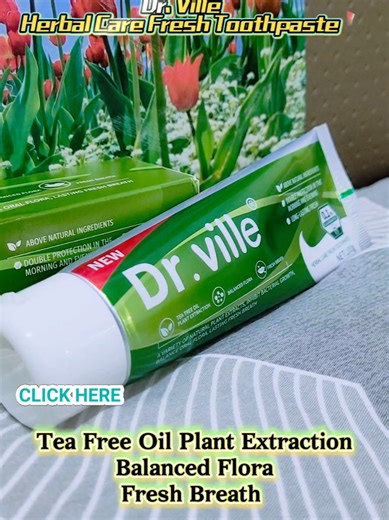 Dr. Ville Herbal Care Fresh Toothpaste ❇️Tea Tree Oil Plant Extraction ❇️Balanced Flora ❇️Fresh breath #toothpaste #teeth #teatree #freshbreath #sgtiktok