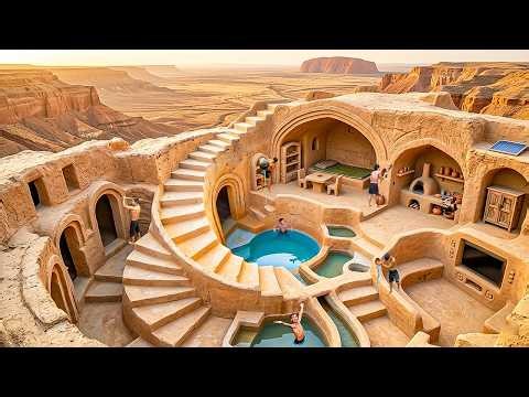300 Days Building a Luxury Underground Canyon Cliff House & Hidden Living Space Using Primitive Tool
