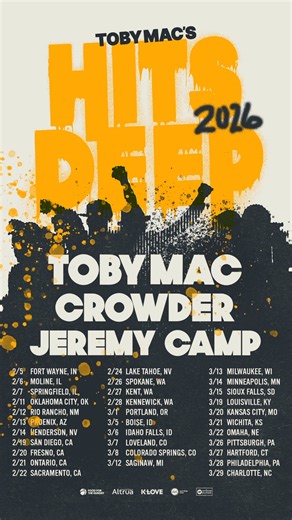 2.5K views · 13 reactions | DON'T FORGET! Tickets for TOBYMAC’s Hits Deep Tour 2026 with TobyMac, Crowder, and Jeremy Camp on March 8 go on sale this Friday, 9/12! Want the venue presale code? Subscribe to The Backstage Pass newsletter by Tuesday, 9/9, at 5pm. Sign up located at BroadmoorWorldArena.com/Newsletter | Broadmoor World Arena | Facebook