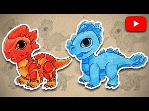 How to draw Baby Dragon from Dragon Mania Legends / Lava Dragon and Ice Dragon