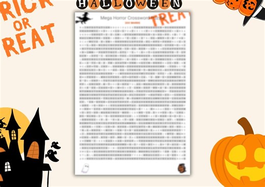 Large Halloween Crossword Printable | Party Puzzle,spooky Activities for Kids, Family Games, Senior Homes - Etsy