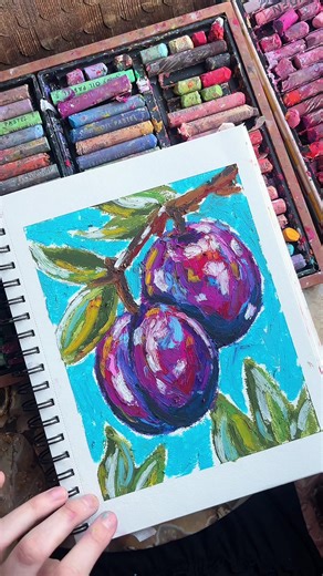 Learn to Draw Plums with Oil Pastels