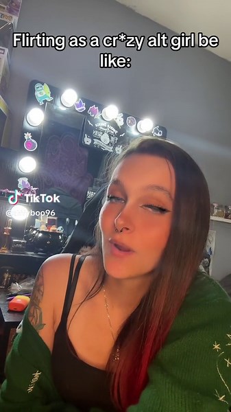 Only if you want me too babe😘🫡😂 #elderemo #flirting #alttiktok #booktoker #witchtok #altgirl #redhair #blueeyes #slytherin #harrypotter #tattoos #switch