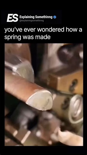 Explaining Somethinng on Instagram: "The production of a coil spring illustrates the principles of plastic deformation and elastic potential, where high-tensile wire is reshaped into a helical structure. This footage captures the CNC (Computer Numerical Control) coiling process, specifically how a wire is pushed against "forming points" to dictate the diameter, pitch, and length of the spring in real-time. The technical core of spring manufacturing is the cold-forming process. From a materials s