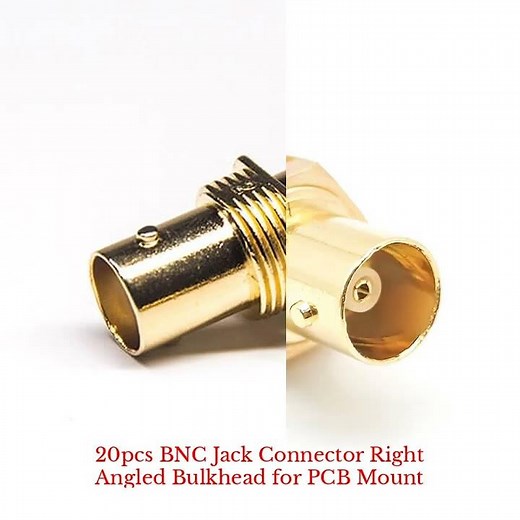 20pcs BNC Jack Connector Right Angled Bulkhead for PCB Mount