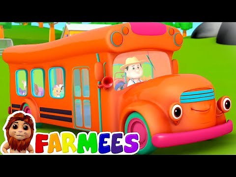 Orange Wheels On The Bus | Bus Song | Nursery Rhymes & Kids Songs | Animal Songs by Farmees