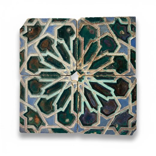 16th Century Hispano-moresque Geometric Tile Panel (four Tiles), Cuerda Seca, Spain - Etsy