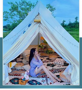 [Hot Item] Outdoor Glamping Safari Tent Luxury Cotton Canvas Bell Tent for Family Camping