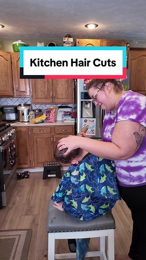 Are you even a mom in the midwest if you don’t give kitchen haircuts to your family? #kitchenhaircuts #ionlyknowthisonehaircut #diyhaircut #imnotaprofessional #jackofalltrades #kitchenhairsalon