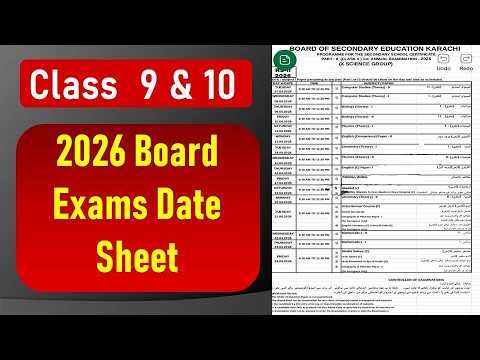 2026 Board Exams Date sheet of class 9 and 10 #examdate