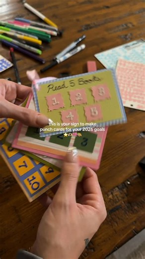 ellie gentry barrows on Instagram: "new years goals but make it a punch card⭐️ obsessed with this little craft🎀 #punchcard #newyearsgoals #craftideas #resolution #newyearsresolution"