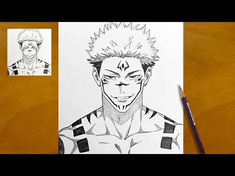 How to Draw Sukuna from Jujutsu Kaisen Step by Step || Easy Anime Drawing || Sukuna Sketch Tutorial