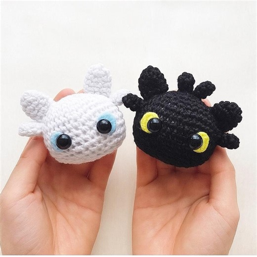 Toothless & Light Fury Crochet Pattern: Mini Dragon Amigurumi (PDF Tutorial - Etsy
