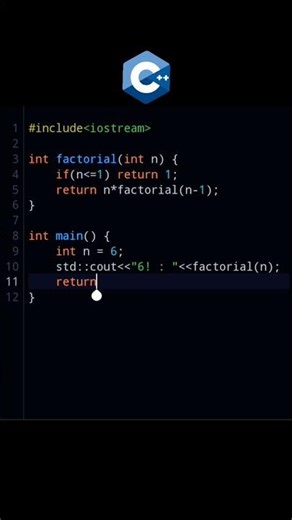 Calculating factorial using recursion for beginners #shortvideo