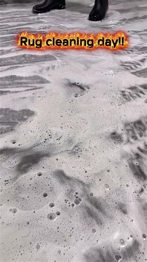 Black rug gets well needed scrub! #rugcleaning #carpetcleaning #satisfying