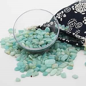 1.1lb Natural Crushed Amazonite Crystal Tumbled Chips-Healing Crystals Chips Bulk, Crushed Crystal Gemstones for Crafts, Beautiful Package for Gift (Amazonite)